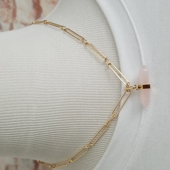 New ALLSAINTS Rose Quartz Large Link Pendant Necklace - Picture 1 of 11